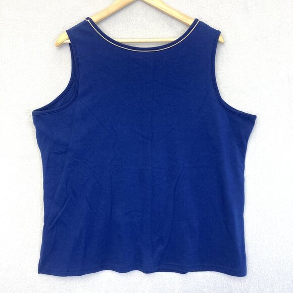 Quacker Factory Tank Top Womens 1X Gold Trim Sleeveless Stud Embellished VGUC XL - Picture 2 of 11